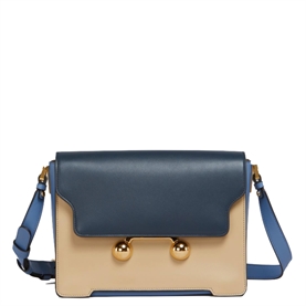 Marni Trunkaroo Medium Shoulder Bag, Night Blue/Whinter Wheat/Opal